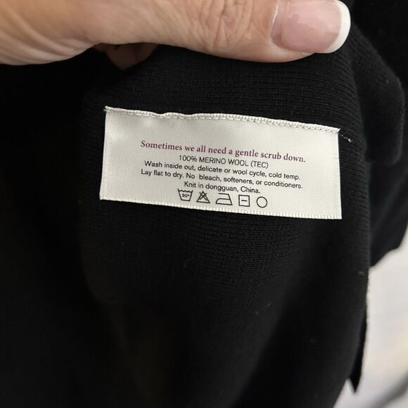 MM Lafleur womens M merino wool long line open front black cardigan sweater - Picture 6 of 11